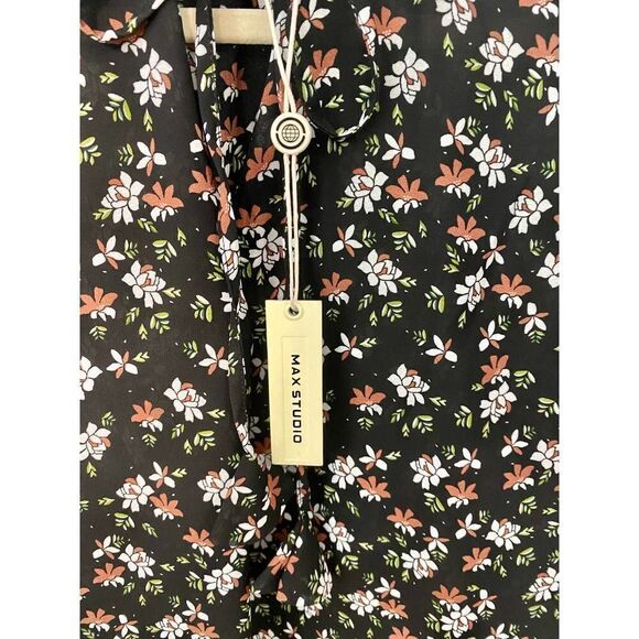 Max Studio Black Floral Dress Blouse - Picture 8 of 9